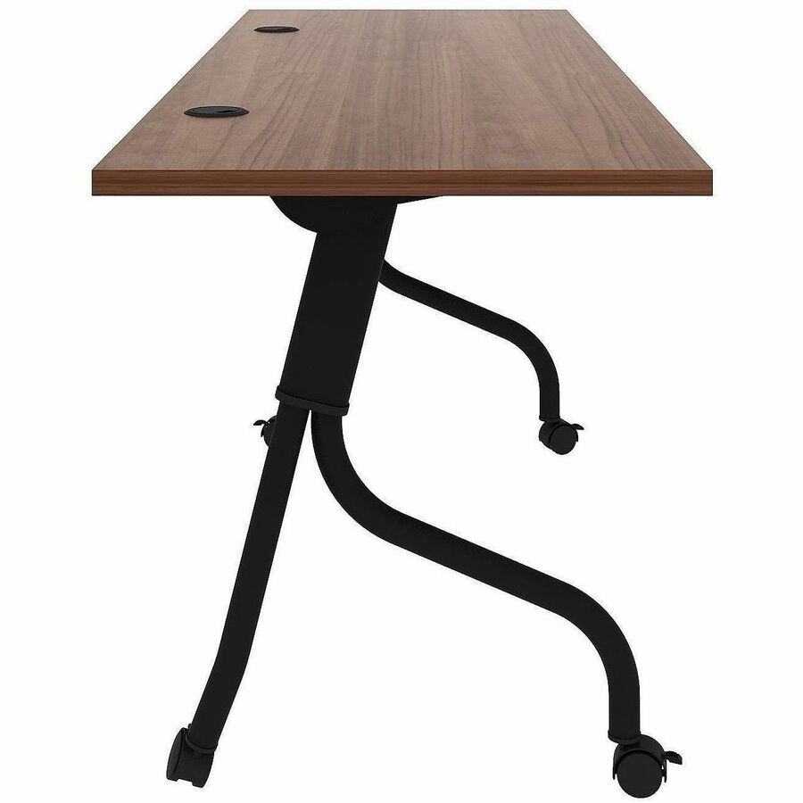 Lorell Preference Flip and Nest Training Table - Walnut Top - Black Four Leg Base - 4 Legs - 72" Table Top Width x 23.60