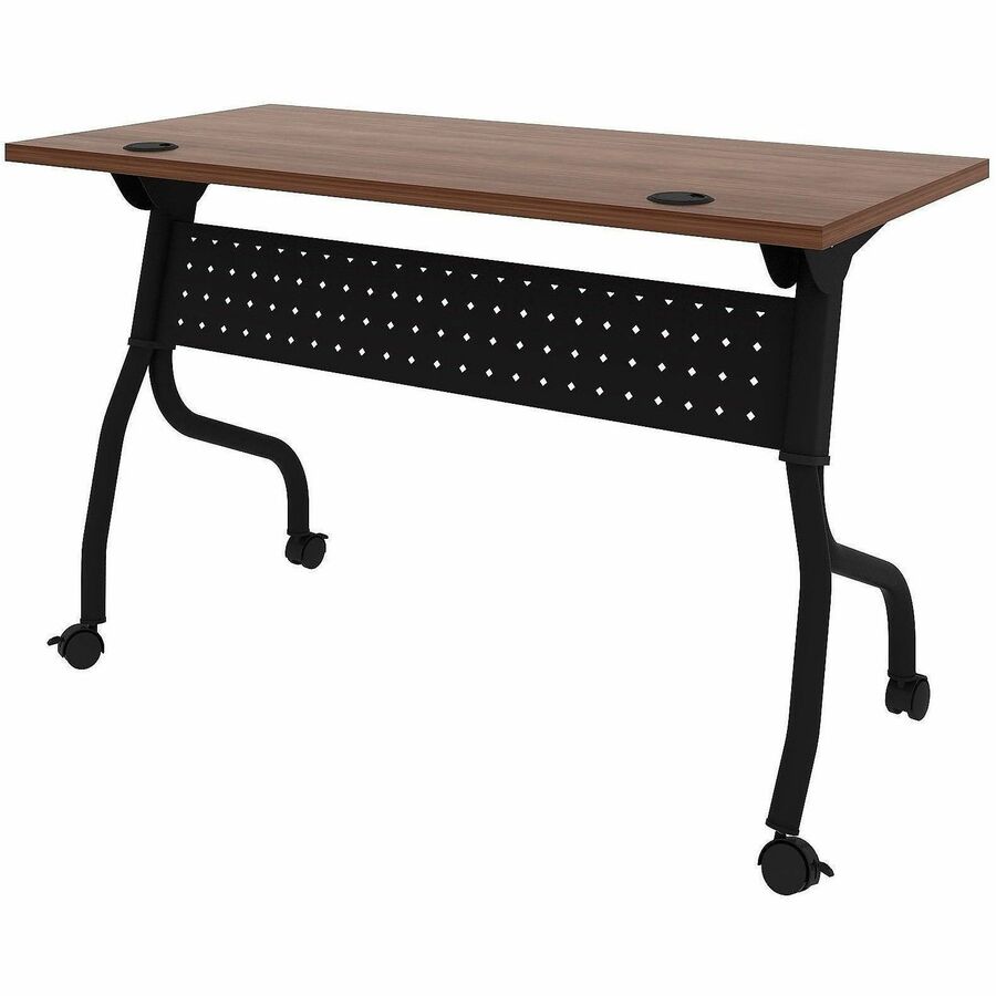 Lorell Preference Flip and Nest Training Table - Walnut Top - Black Four Leg Base - 4 Legs - 48" Table Top Width x 23.60