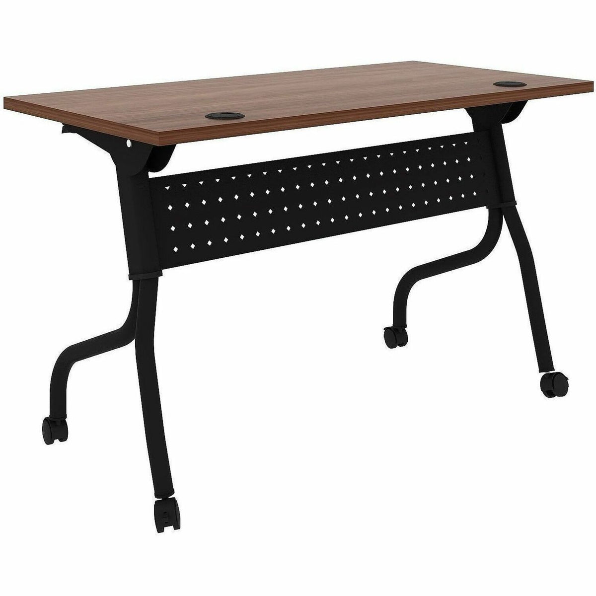 Lorell Preference Flip and Nest Training Table - Walnut Top - Black Four Leg Base - 4 Legs - 48" Table Top Width x 23.60