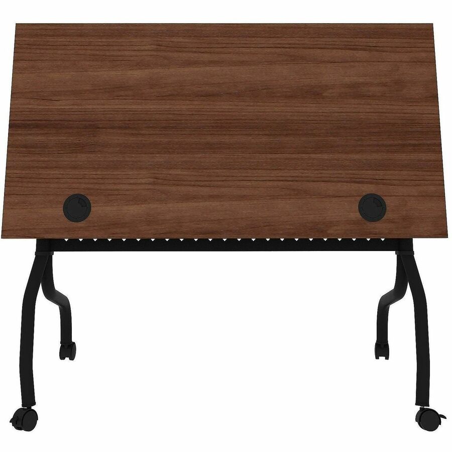 Lorell Preference Flip and Nest Training Table - Walnut Top - Black Four Leg Base - 4 Legs - 48" Table Top Width x 23.60