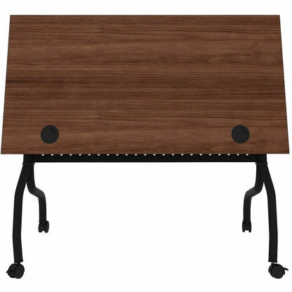 Lorell Preference Flip and Nest Training Table - Walnut Top - Black Four Leg Base - 4 Legs - 48" Table Top Width x 23.60