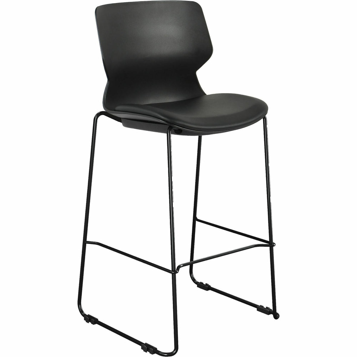 Lorell LORELL Dex Sled-Base Bistro Chair - Polyurethane Seat Material - Molded Plastic Back Material - Metal Frame Mater