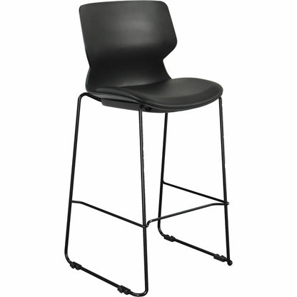 Lorell LORELL Dex Sled-Base Bistro Chair - Polyurethane Seat Material - Molded Plastic Back Material - Metal Frame Mater