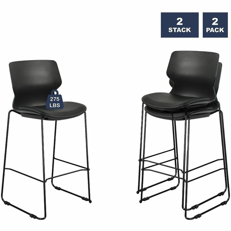 Lorell LORELL Dex Sled-Base Bistro Chair - Polyurethane Seat Material - Molded Plastic Back Material - Metal Frame Mater