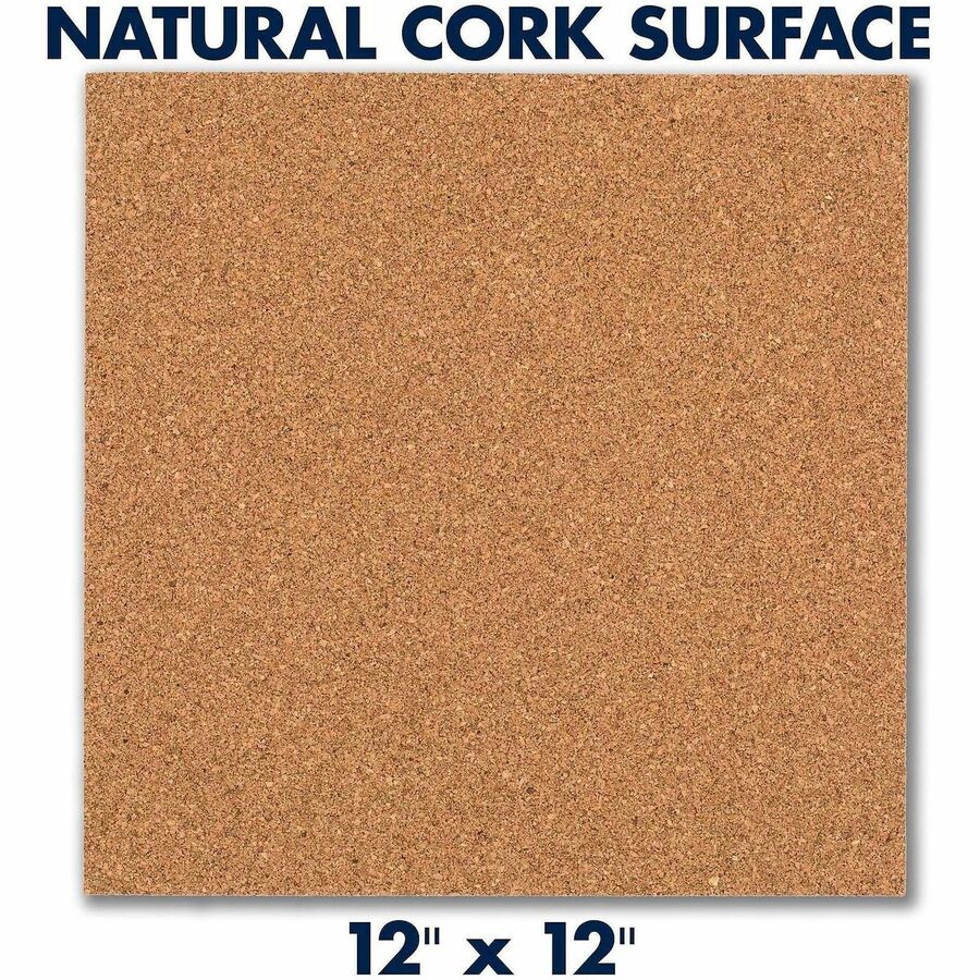 Quartet Frameless Modular Cork Tiles - 12" Board Height x 12" Board Width x 0.37" Board Depth - Brown Natural Cork Surfa