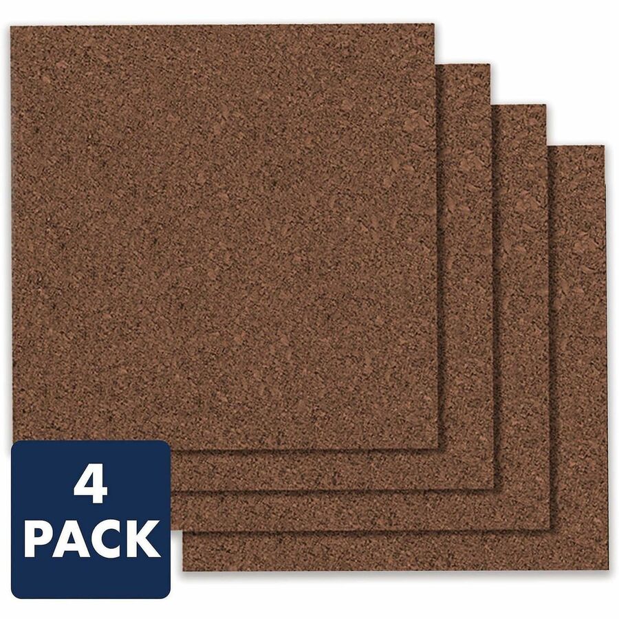 Quartet Frameless Modular Cork Tiles - 12" Board Height x 12" Board Width x 0.37" Board Depth - Dark Brown Natural Cork 