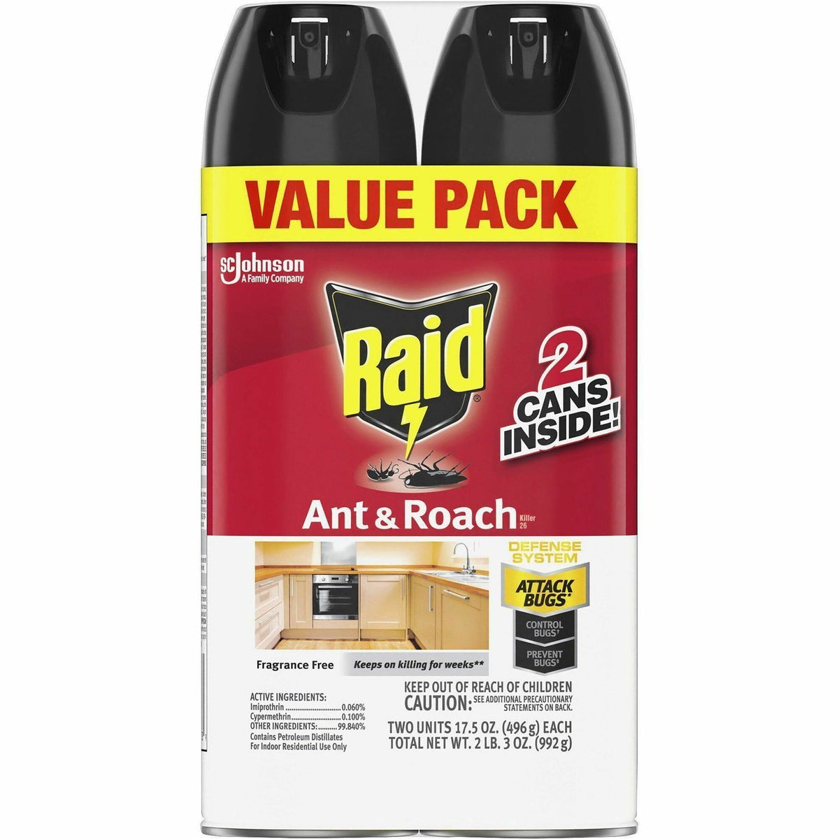 Raid Ant & Roach Killer Spray - Aerosol - 2 / Pack