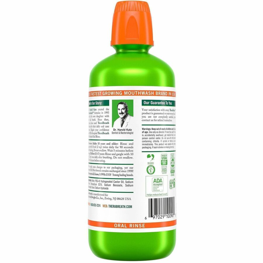 TheraBreath Fresh Breath Oral Rinse - For Mouthwash, Bad Breath - Mild Mint - 1.06 quart - 1 Each