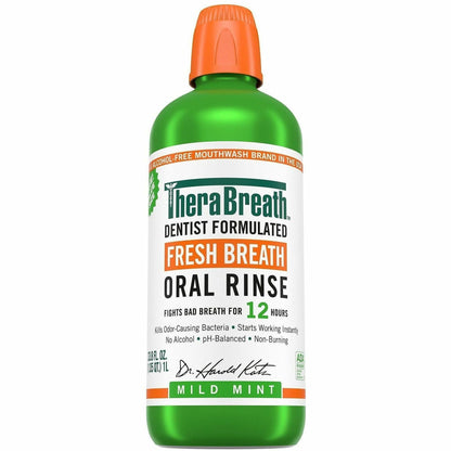 TheraBreath Fresh Breath Oral Rinse - For Mouthwash, Bad Breath - Mild Mint - 1.06 quart - 1 Each
