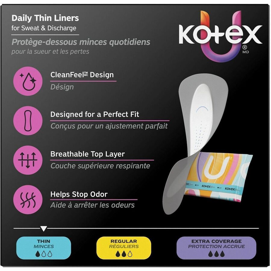U by Kotex Wrapped Panty Liners - Light - Absorbent, Individually Wrapped, Odor-absorbing, Chlorine-free - 120 Liners/Bo