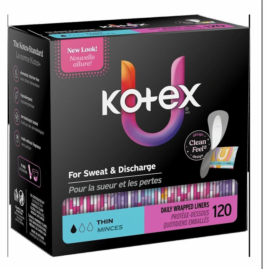 U by Kotex Wrapped Panty Liners - Light - Absorbent, Individually Wrapped, Odor-absorbing, Chlorine-free - 120 Liners/Bo