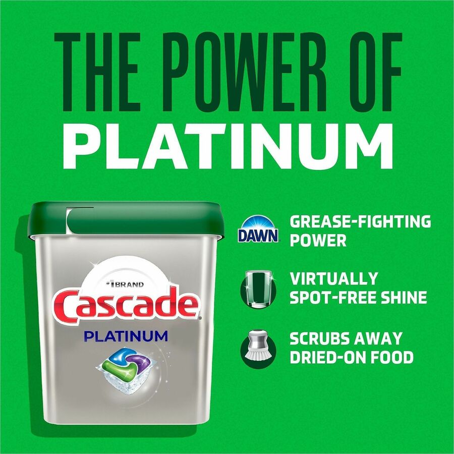 Cascade Platinum Plus ActionPacs - For Dish, Dishwasher, Glassware, Pot, Pan - Pod - 4 / Carton