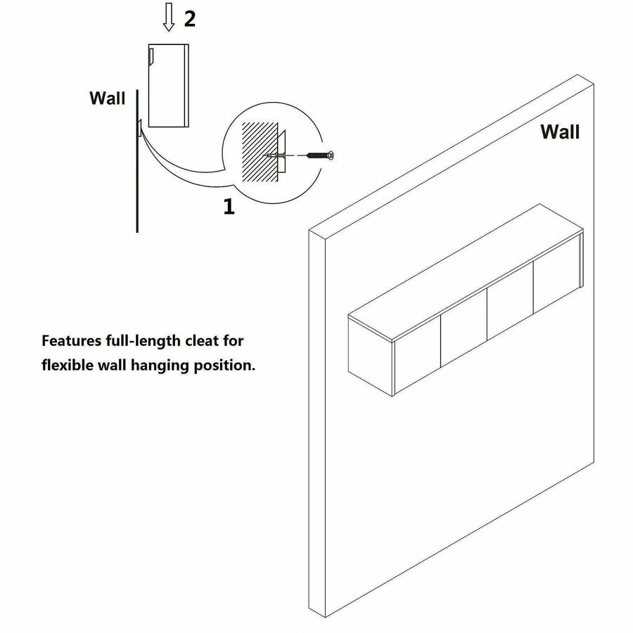 Lorell Essentials Wall-Mounted Hutches with Wood Doors - 17" Height x 72" Width x 15" Depth - 4 Door(s) - Material: Lami
