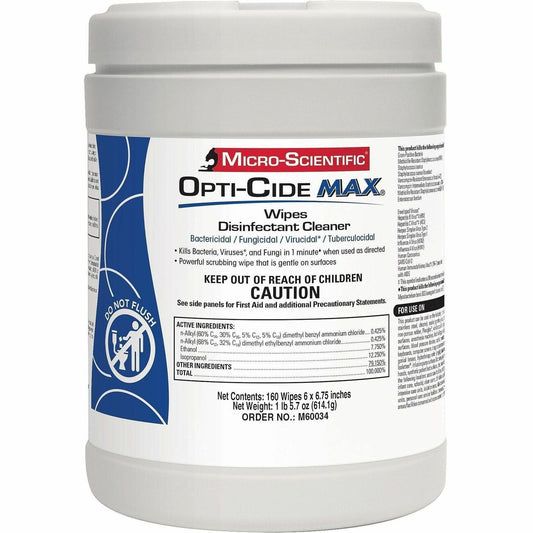 MICRO-SCIENTIFIC Opti-Cide MAX Wipes - For Multi Surface - Wipe - Recommended For: Bacteria Remover - Disinfectant - Gra