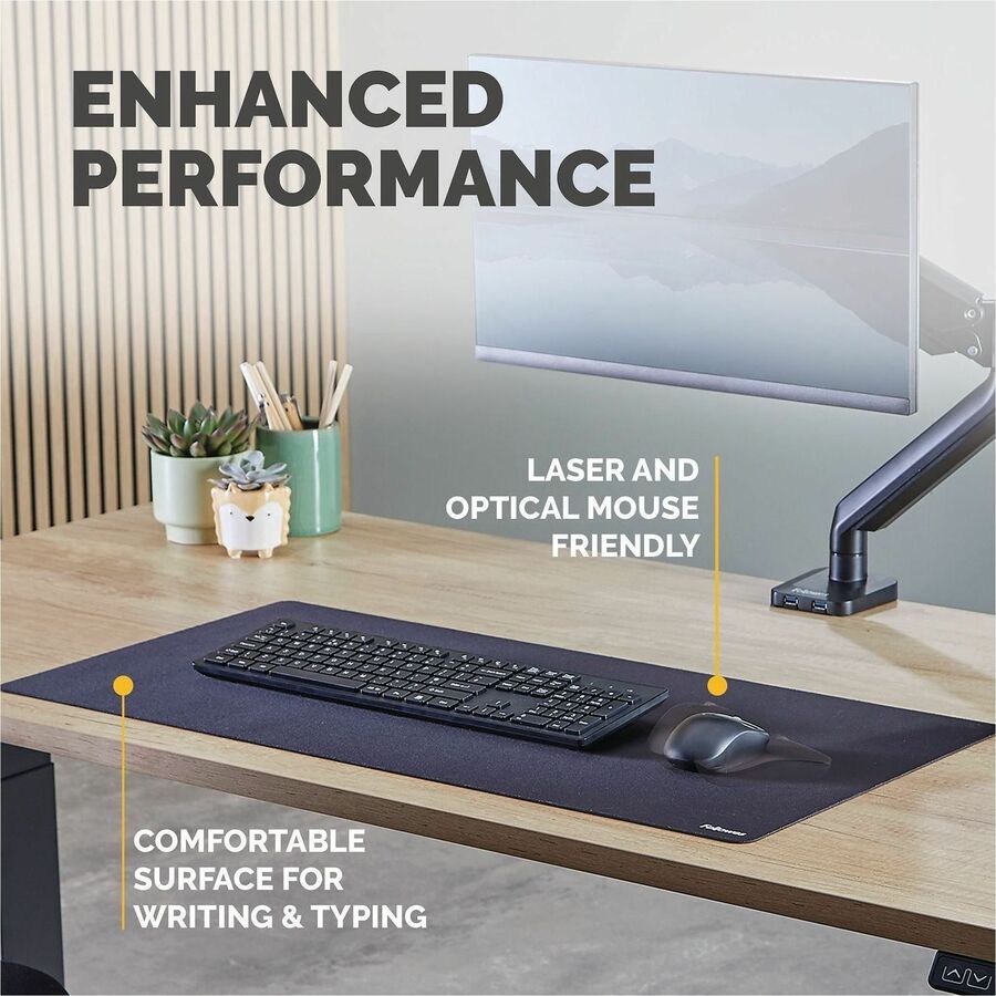 Fellowes Breyta Desk Mat - Black - Desk Protection, Mouse - 31.50" Width x 15.748" Depth x 0.098" Thickness - Rectangula