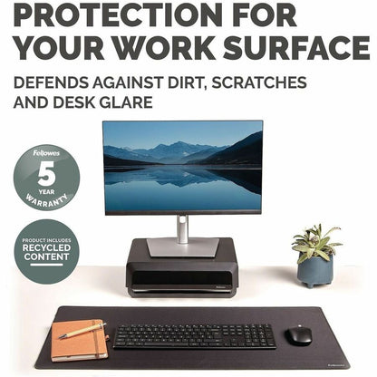 Fellowes Breyta Desk Mat - Black - Desk Protection, Mouse - 31.50" Width x 15.748" Depth x 0.098" Thickness - Rectangula
