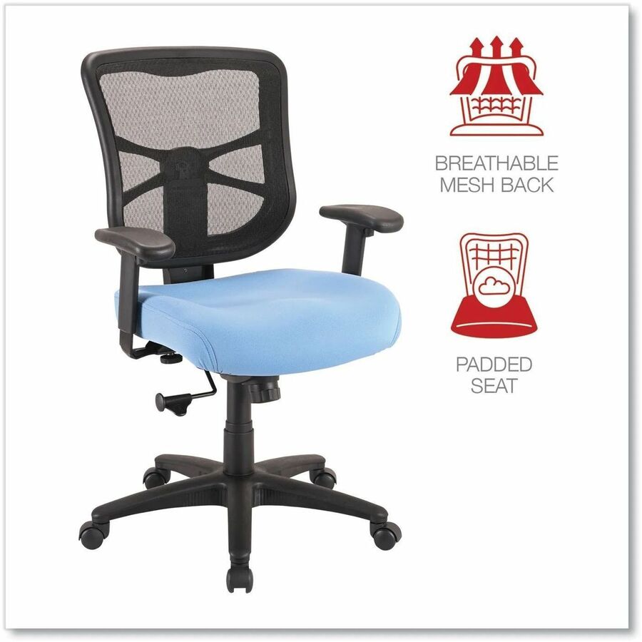 Alera Elusion Chair - Light Blue Seat Color - Mesh, Molded Foam Seat Material - Black Back Color - Mesh Back Material - 