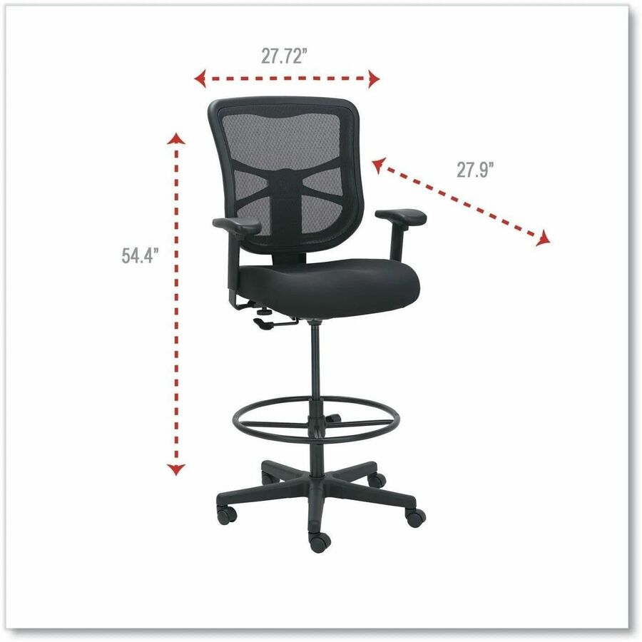 Alera Elusion Task Stool - Black Seat Color - Fabric Seat Material - Black Back Color - Mesh Back Material - Black Frame