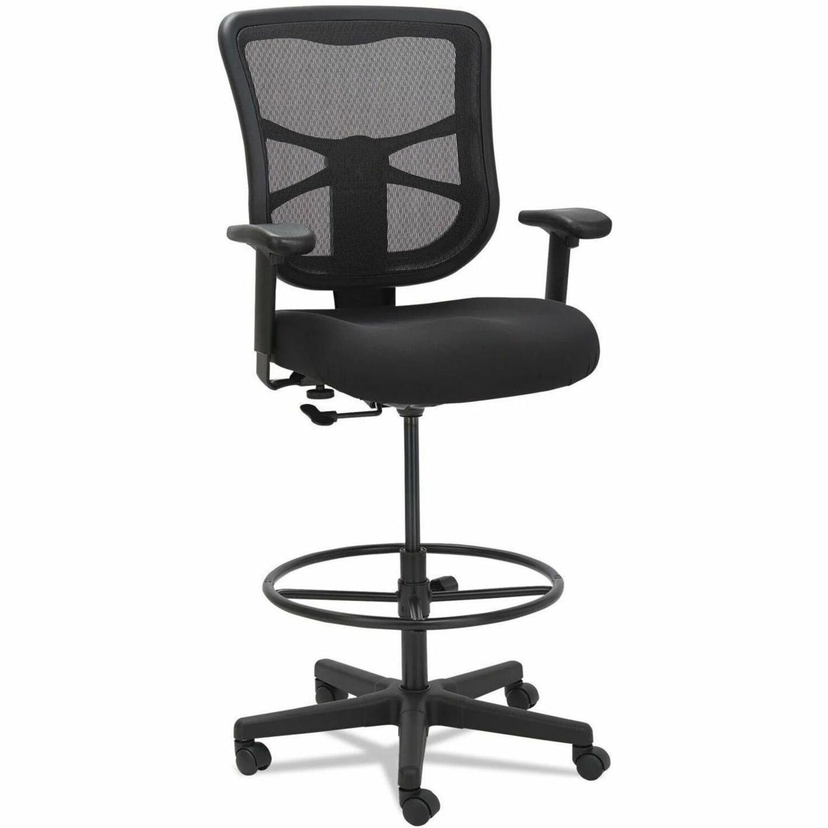 Alera Elusion Task Stool - Black Seat Color - Fabric Seat Material - Black Back Color - Mesh Back Material - Black Frame