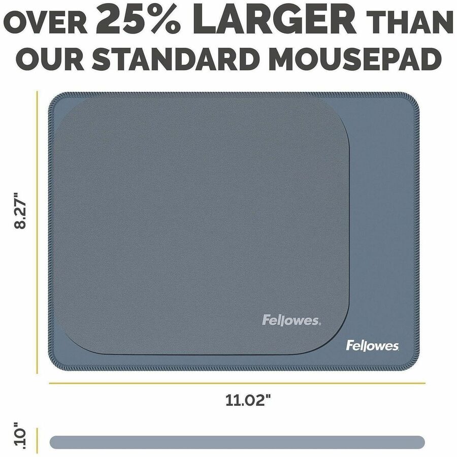Fellowes Breyta XL Mousepad - Blue - 0.09" Height x 11.02" Width x 8.26" Depth - Blue - Rubber - 1 Each
