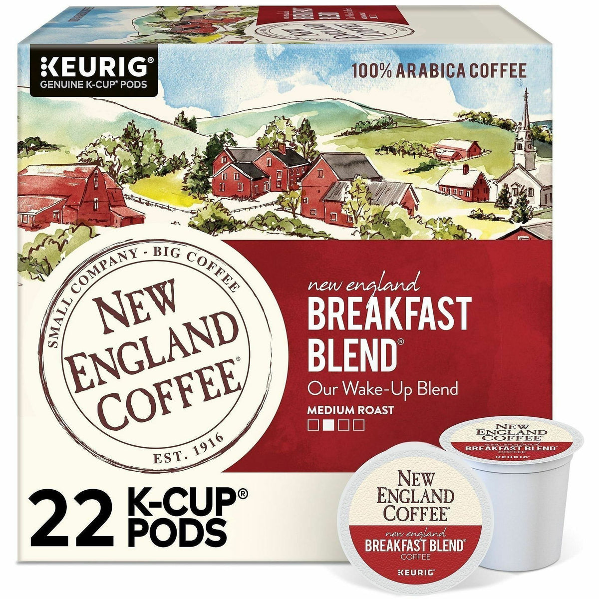 New England K-Cup Breakfast Blend Coffee - Compatible with K-Cup Brewer - Medium - K-Cup - Breakfast Blend