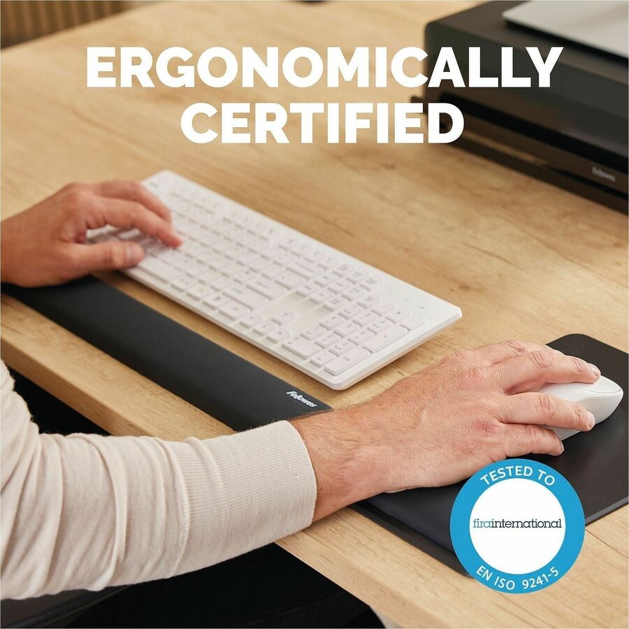 Fellowes Breyta Keyboard Wrist Rest - Black - 0.68" Height x 2.36" Width x 18.50" Depth - Black - Dust Resistant - Keybo