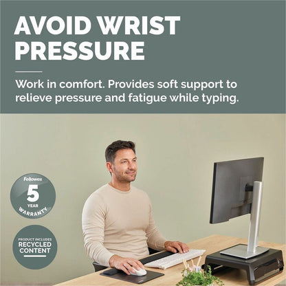 Fellowes Breyta Keyboard Wrist Rest - Black - 0.68" Height x 2.36" Width x 18.50" Depth - Black - Dust Resistant - Keybo