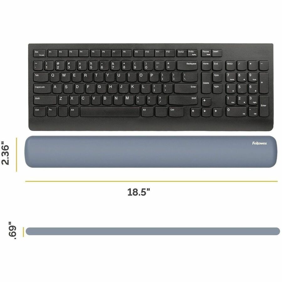 Fellowes Breyta Keyboard Wrist Rest - Blue - 0.68" Height x 2.36" Width x 18.50" Depth - Blue - Dust Resistant - Keyboar