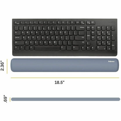 Fellowes Breyta Keyboard Wrist Rest - Blue - 0.68" Height x 2.36" Width x 18.50" Depth - Blue - Dust Resistant - Keyboar