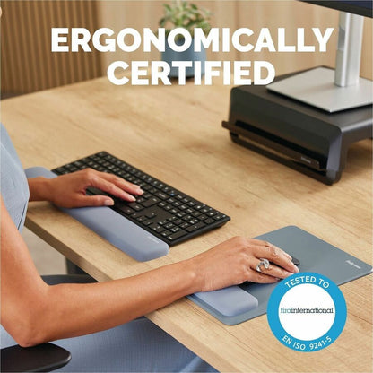 Fellowes Breyta Keyboard Wrist Rest - Blue - 0.68" Height x 2.36" Width x 18.50" Depth - Blue - Dust Resistant - Keyboar