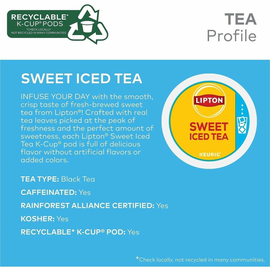 Lipton® Southern Sweet Iced Black Tea Black Iced Tea K-Cup, Pod - Compatible with Keurig Brewer - Caffeinated