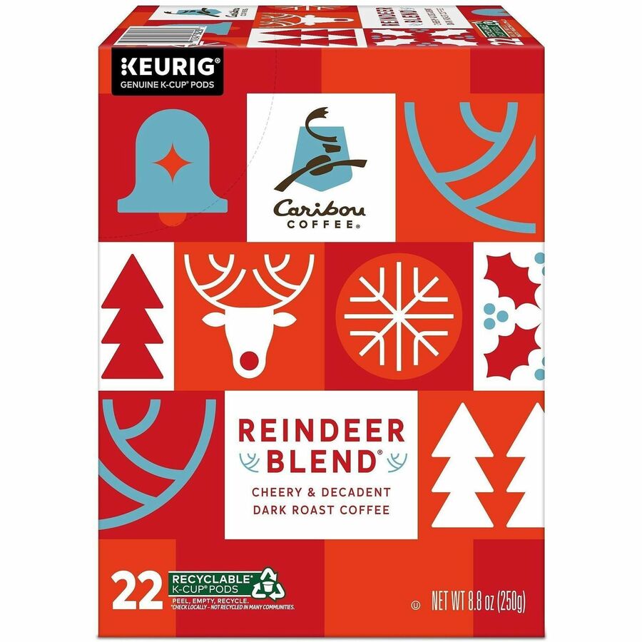 Caribou Coffee® K-Cup Reindeer Blend Coffee - Compatible with Keurig K-Cup Brewer - Dark - K-Cup - Reindeer Blend
