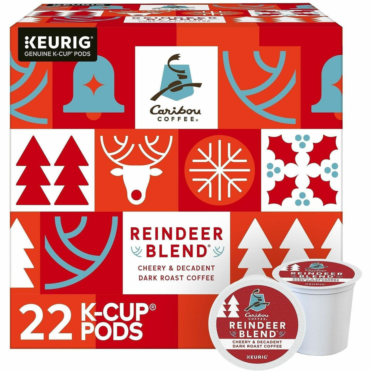 Caribou Coffee® K-Cup Reindeer Blend Coffee - Compatible with Keurig K-Cup Brewer - Dark - K-Cup - Reindeer Blend