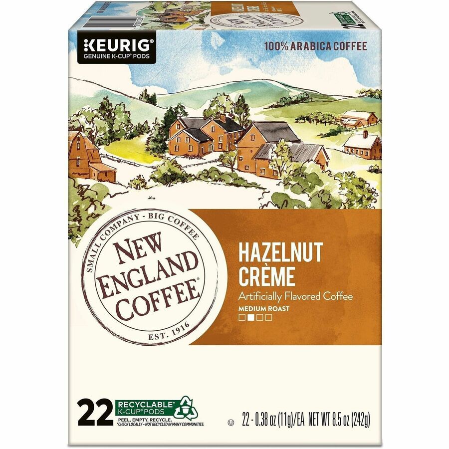 New England K-Cup Hazelnut Creme - Compatible with K-Cup Brewer - Medium - K-Cup - Hazelnut Creme - Kosher - 22 Coffee/B