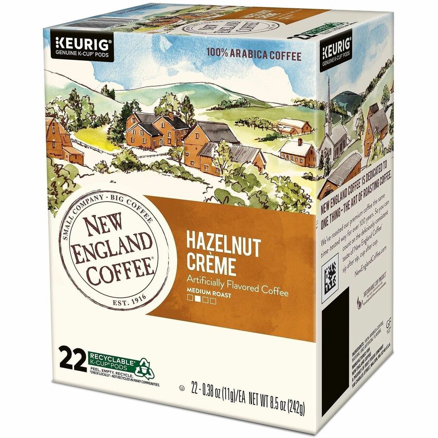 New England K-Cup Hazelnut Creme - Compatible with K-Cup Brewer - Medium - K-Cup - Hazelnut Creme - Kosher - 22 Coffee/B