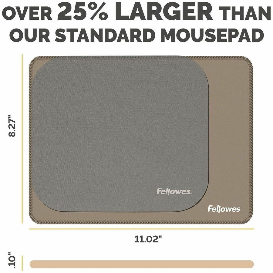 Fellowes Breyta XL Mousepad - Sand - 0.09" Height x 11.02" Width x 8.26" Depth - Sand - Rubber, Polyester - 1 Each