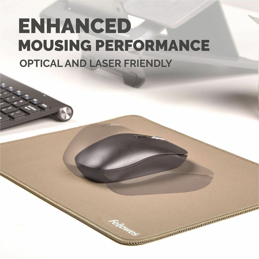Fellowes Breyta XL Mousepad - Sand - 0.09" Height x 11.02" Width x 8.26" Depth - Sand - Rubber, Polyester - 1 Each