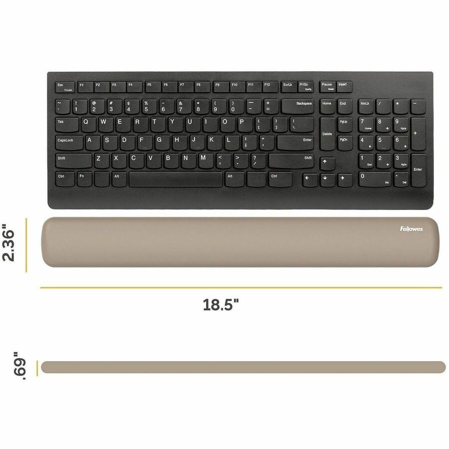 Fellowes Breyta Keyboard Wrist Rest - Sand - 0.68" Height x 2.36" Width x 18.50" Depth - Sand - Dust Resistant - Keyboar