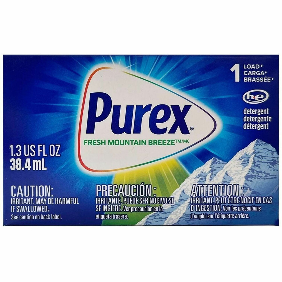Purex Single-Use HE Liquid Laundry Detergent - For Multipurpose - Liquid - 1.3 fl oz (0 quart) - Fresh Mountain Breeze S