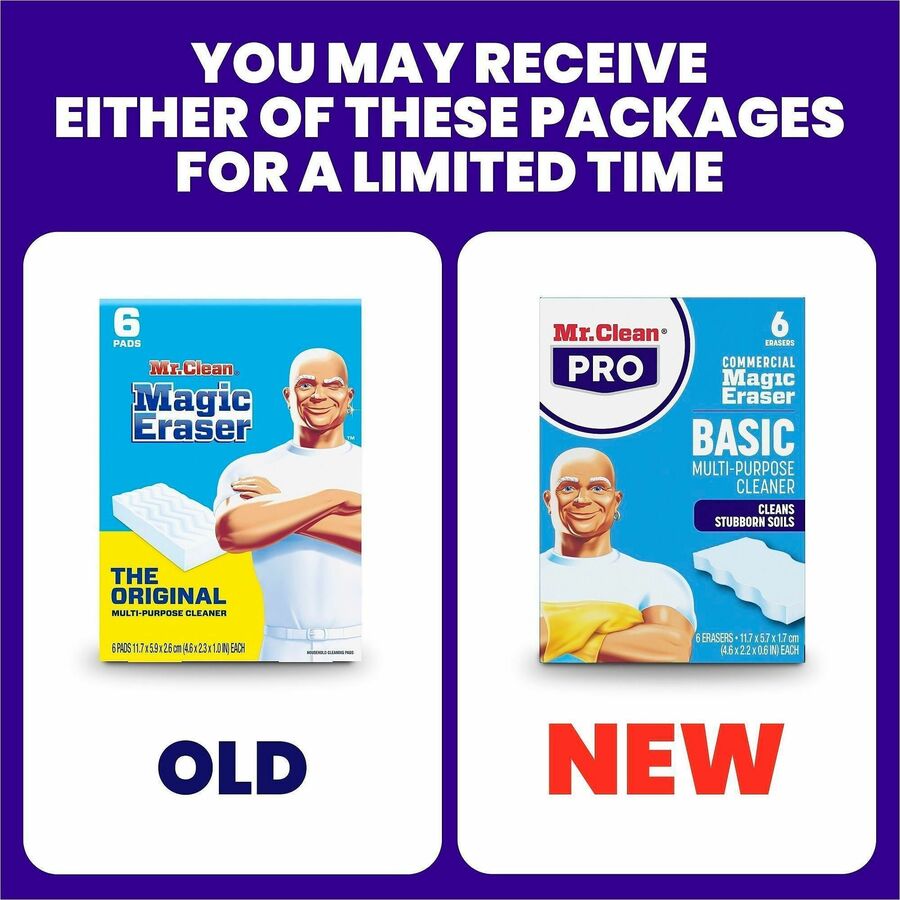 Mr. Clean PRO Commercial Magic Eraser Basic - 1.7" Height x 11.7" Width x 5.7" Depth x 5.7" Length - 6 / Carton - White