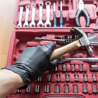 Gloveworks Industrial Black Powder-Free Nitrile Gloves - 5 mil Thickness x 13.98" Glove Length - Cut, Allergy, Chemical,