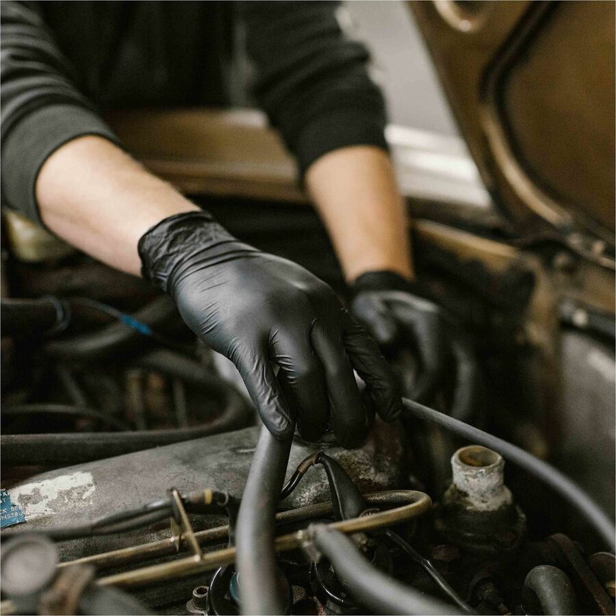 Gloveworks Industrial Black Powder-Free Nitrile Gloves - 5 mil Thickness x 13.98" Glove Length - Cut, Allergy, Chemical,