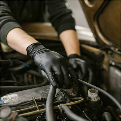 Gloveworks Industrial Black Powder-Free Nitrile Gloves - 5 mil Thickness x 13.98" Glove Length - Cut, Allergy, Chemical,