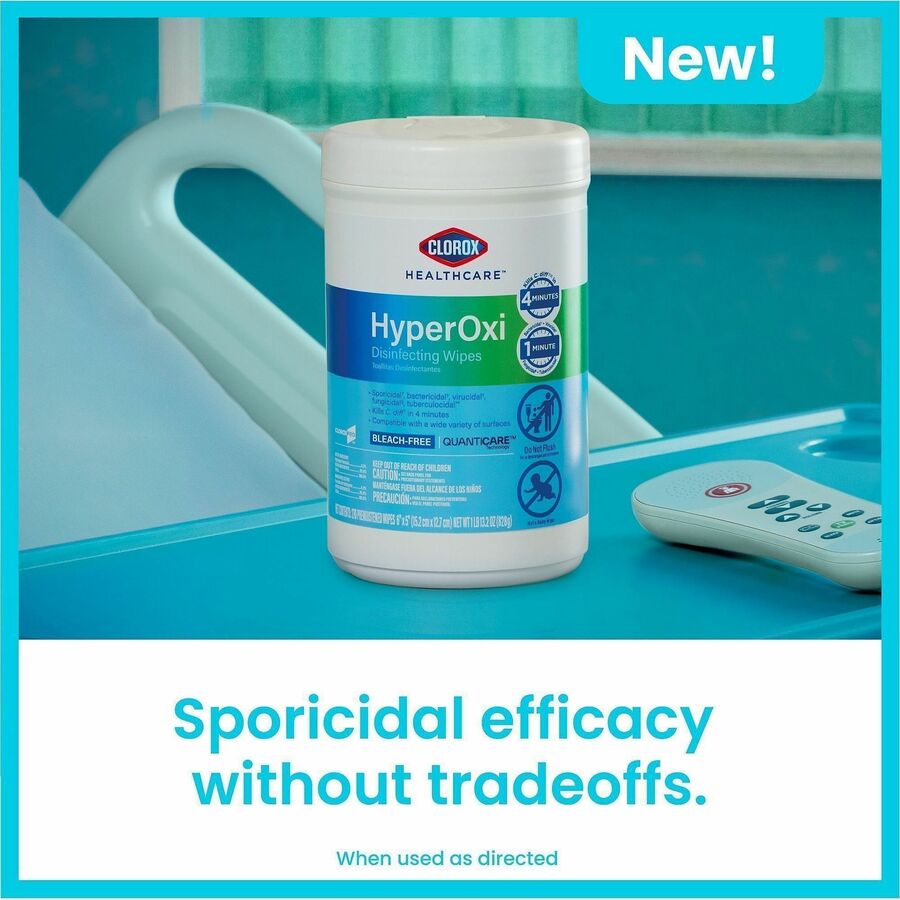 Clorox Healthcare Hyperoxi Disinfecting Wipes - For Healthcare, Medical Equipment, Stainless Steel, Office, Multi Surfac