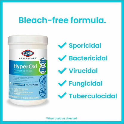 Clorox Healthcare Hyperoxi Disinfecting Wipes - For Healthcare, Medical Equipment, Stainless Steel, Office, Multi Surfac