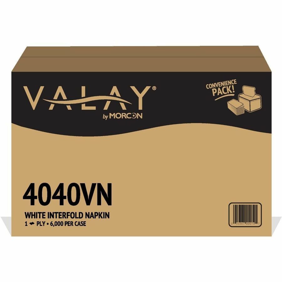 Morcon Valay 1-Ply Interfolded Napkins - 1 Ply - Interfolded - 6.50" Width x 7.87" Length - White - Virgin Fiber - 500 N