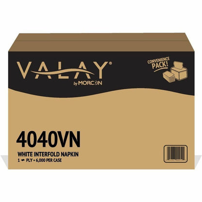 Morcon Valay 1-Ply Interfolded Napkins - 1 Ply - Interfolded - 6.50" Width x 7.87" Length - White - Virgin Fiber - 500 N