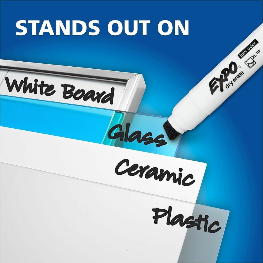 Expo Dry Erase Markers - Extra Wide Chisel Marker Point - Erasable - Black Ink - Dry - Multipurpose - 12 / Dozen
