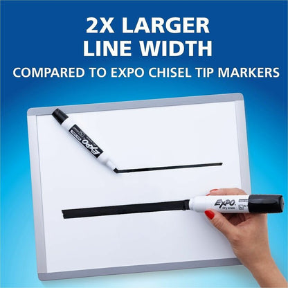 Expo Dry Erase Markers - Extra Wide Chisel Marker Point - Erasable - Black Ink - Dry - Multipurpose - 12 / Dozen