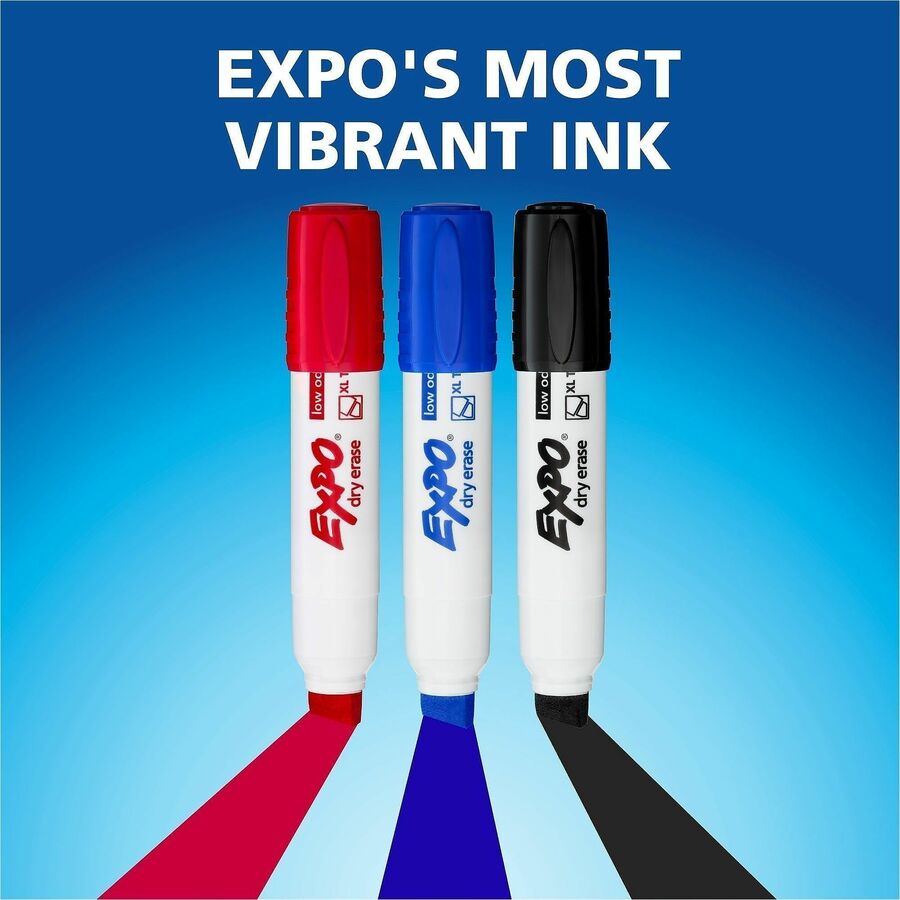 Expo Dry Erase Markers - Extra Wide Chisel Marker Point - Erasable - Black Ink - Dry - Multipurpose - 12 / Dozen